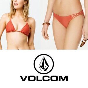 NEW Volcom Simply Solid Triangle Top & Cheeky Bottoms 2 Pc. Bikini Set 16W / XL